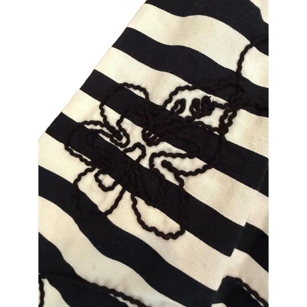 Lilly Pulitzer Black White Striped Strapless Embroidered Flower Dress size 8 - Picture 2 of 9